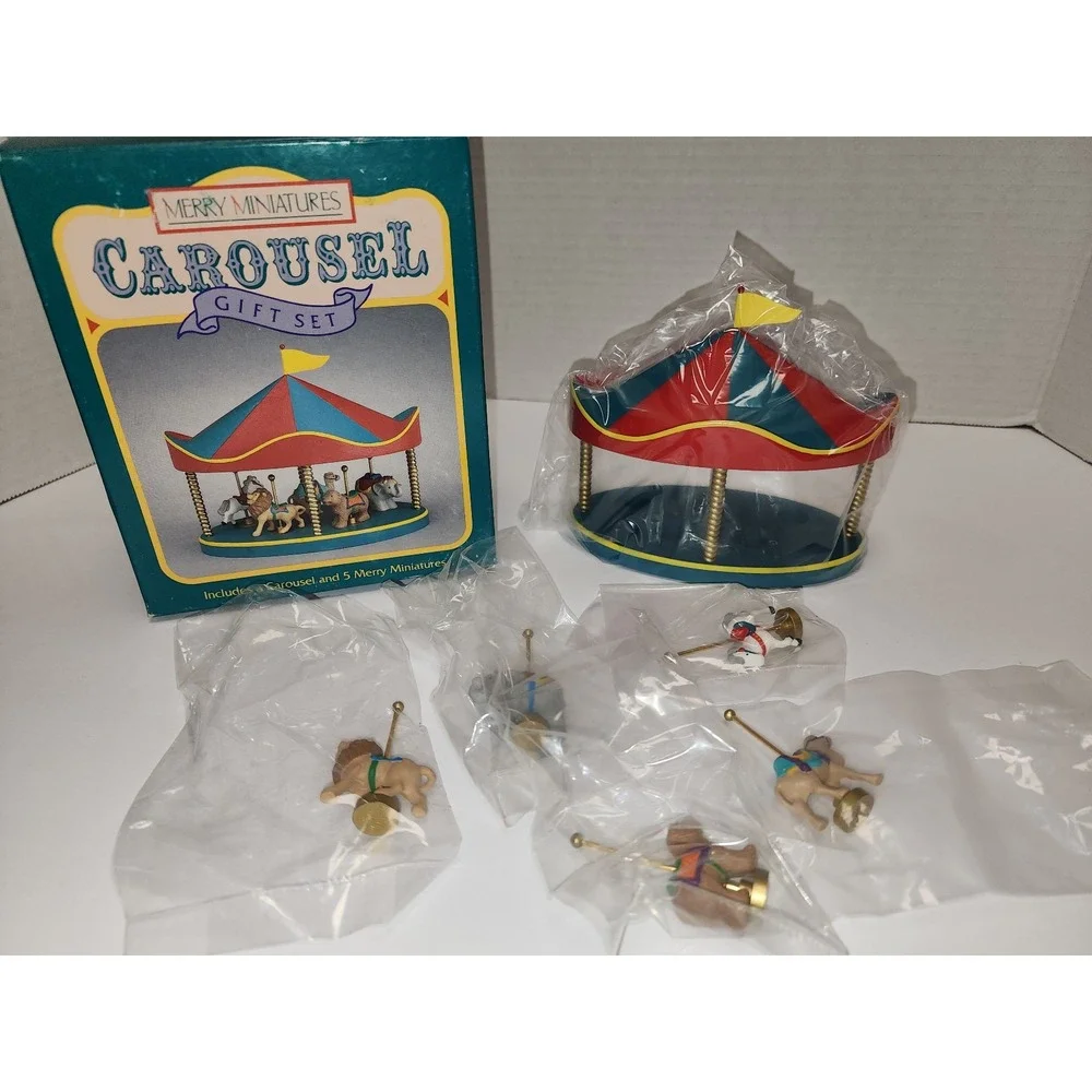 Carousel Gift‎ Set Hallmark Keepsake Merry Miniatures elephant camel horse lion